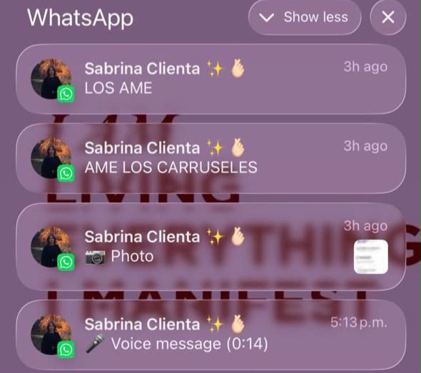 Mensajes de Sabrina celebrando carruseles