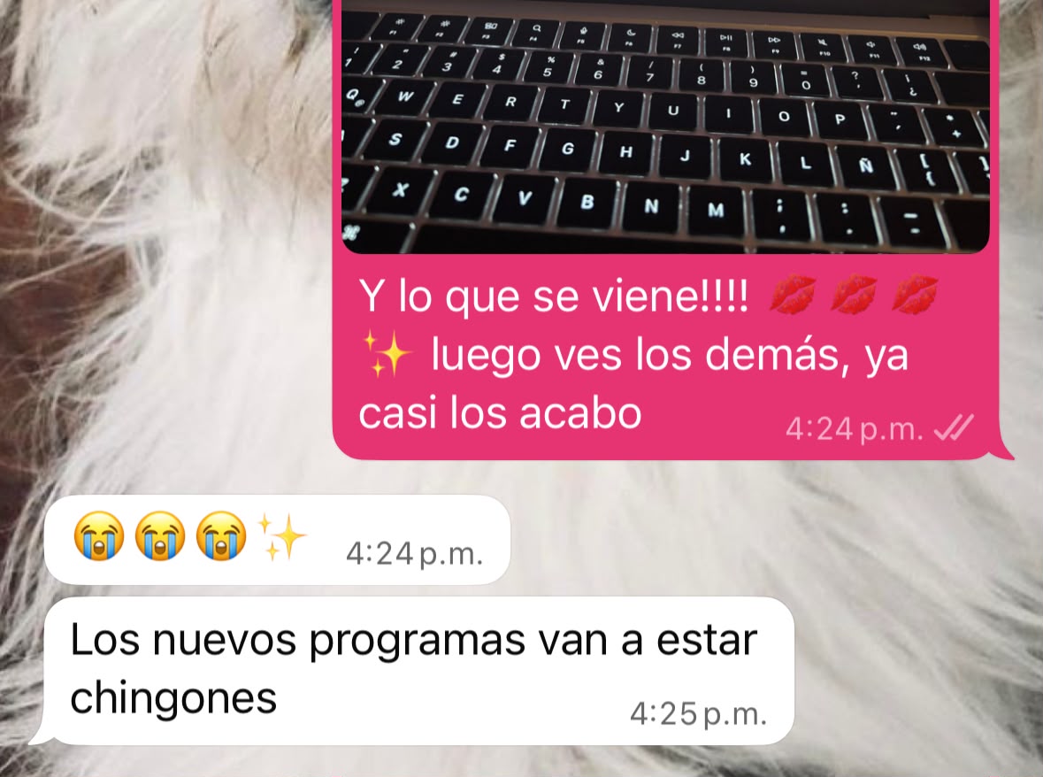 Mensaje emocionado sobre nuevos programas
