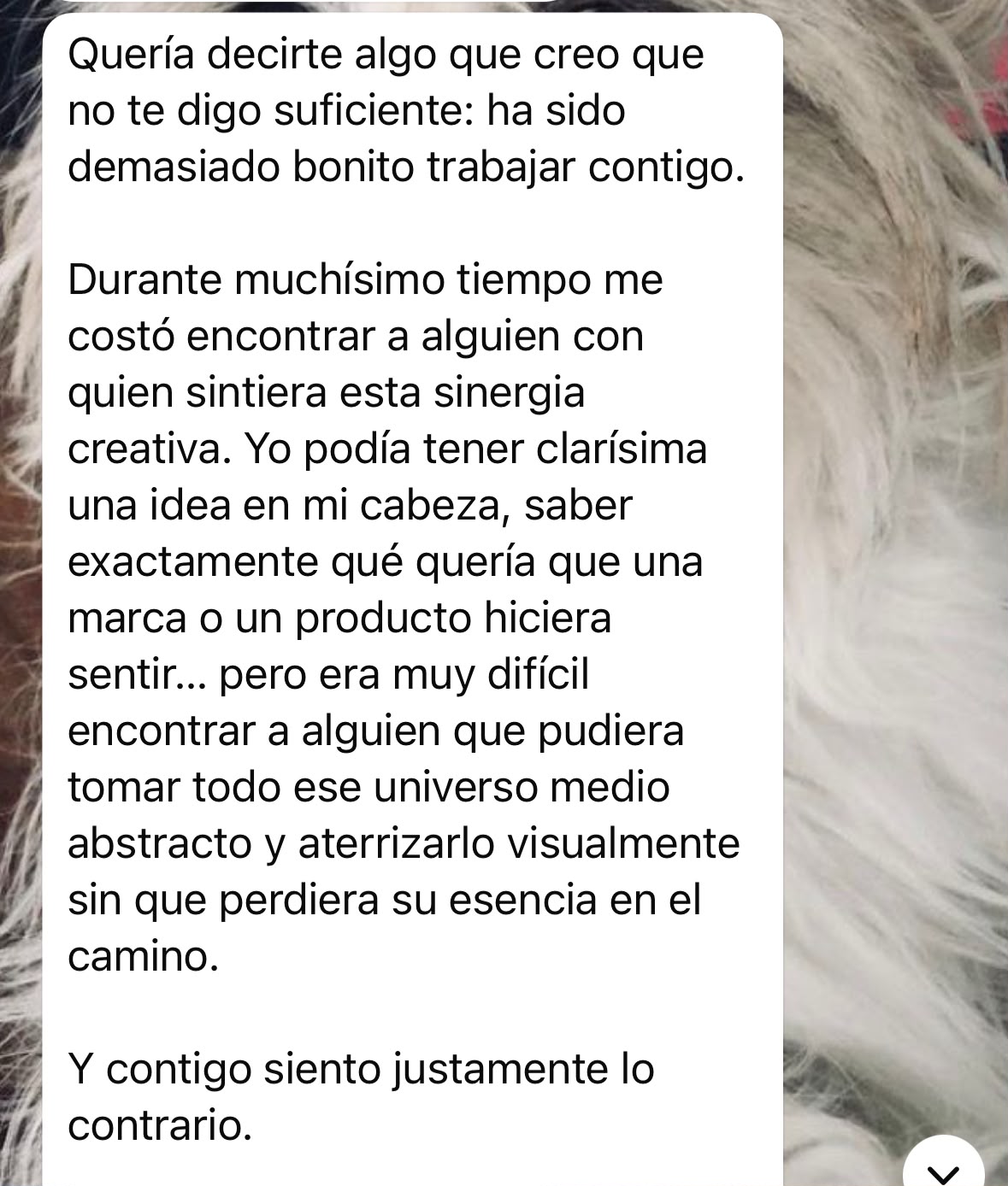 Primera parte del testimonio de Sabrina sobre su colaboración creativa con Andrea